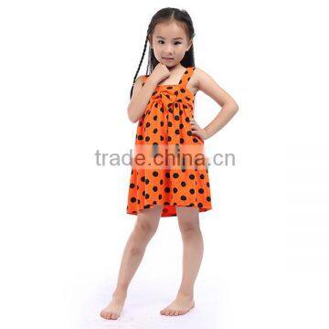 new style baby girl sleeveless cotton dress summer orange dress for your lovely