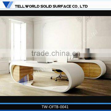 2014 new modern fashion acrylic solid surface white google desk made in china