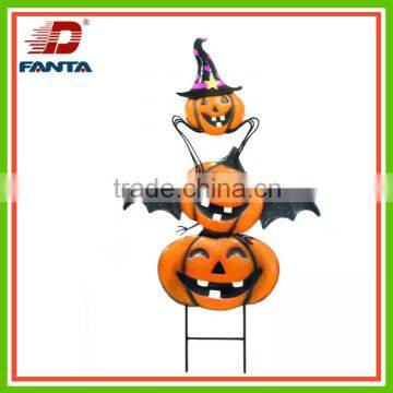 Happy scary iron Halloween pumpkin stake for lawn decoration