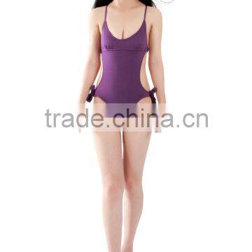 2016 hot sale one piece swimsuit purple swimwear and women' fashion swimsuit beachwear sexy lady high cut