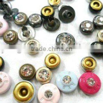 7mm,9.5mm brass rivets for jeans Pocket Set with rhinestone or crystal.