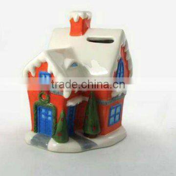 Ceramic Xmas House Piggy Bank