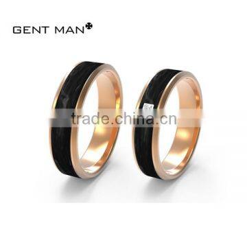 China Jewelry Gold Solid Carbon Fiber Couple Ring His and Hers 925 Silver Wedding Bands Engagement Ring photo-4