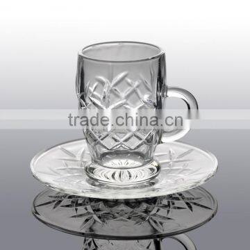 small water glass cup and saucer for drining