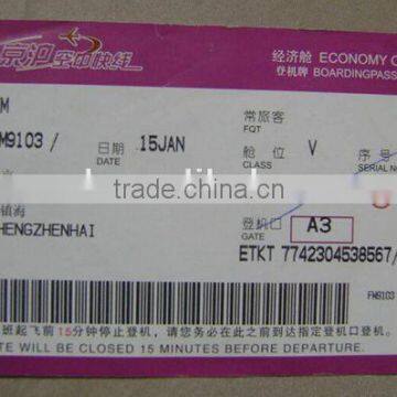 200g Thermal Paper Cheap Price Flight Boarding Pass Tickets Printed
