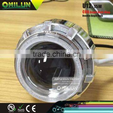 Wholesale U12 12-80V 15W LED motorcycle headlight with COB Angel Halo Ring