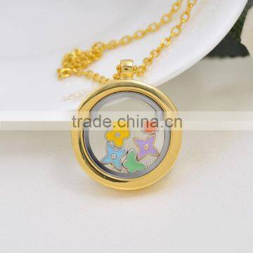 30*20.5mm Real Gold Plated Round Alloy Memory Locket- For Floating Charms photo-5