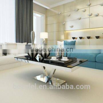 Glass Top Stainless Steel V-shape Foot Tea Table