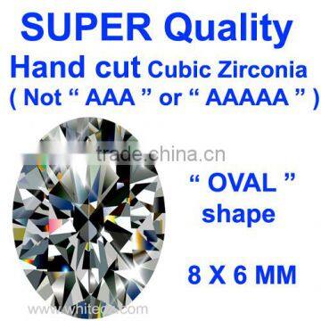 SUPER QUALITY CUBIC ZIRCONIA / CZ OVAL SHAPE HAND CUT 8 X 6 MM SYNTHETIC DIAMONDS LOOSE GEMSTONES ( FAKE DIAMONDS )