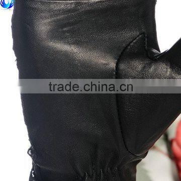 New Style Women Fingerless Driving Gloves Sheepskin Leather Palm Lace Gloves photo-2