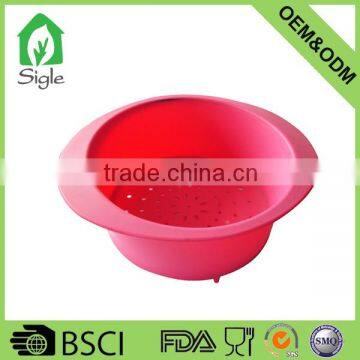 100% Food Grade Top Quality Food Grade Kitchenware Round Silicone Strainer With Handle to Wash Vegetable Fruit photo-3