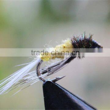 White Tail Yellow Body Black Head Nymph Flies Fly Fishing Lures