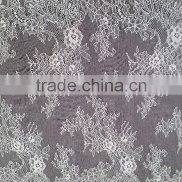 Garment decorative new item metallic yarn tulle embrodiery african french net lace trim/chantilly lace/