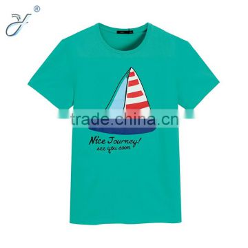 Yiwe Wholesale Market Men's Green Cotton Ship Pattern Printed T Shirts