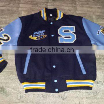 Varsity jacket with Leather sleeves and custom Embroidery Patches