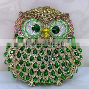 the owl Colorful crystal stone and rhinestone evening clutch Cute fish Evening Bags FH13-1