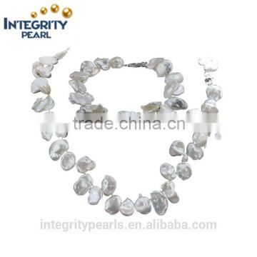 14mm AA grade irregular shaped reborn cultured freshwater latest design pearl set