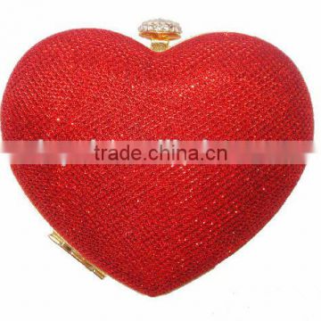 Latest fashion full diamond heart-shaped evening bag