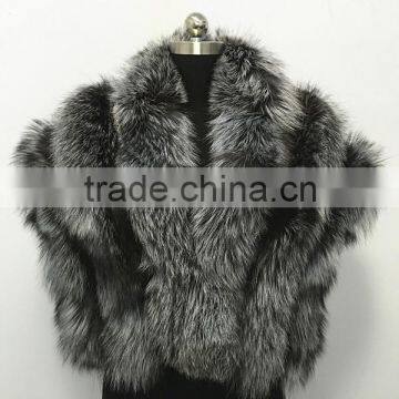 winter women new fashion big silver fox fur shawl