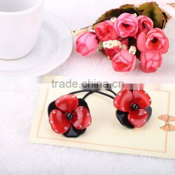 High quality elastic ponytail holder for girls colorful crystal hair accessories large flower rhinestone decoration hair tie