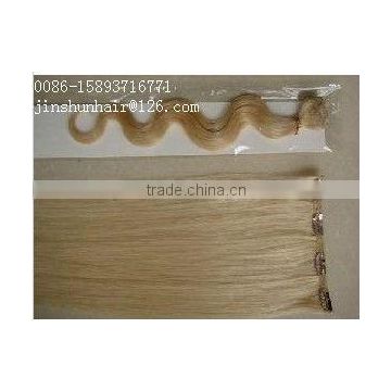 dark Brown Human Clip Hair Weft - Double Drawn Human Hair