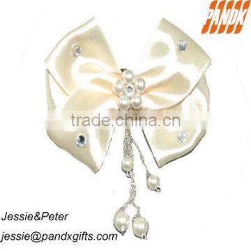 Yellow Bowknot with Pearl Pendant Wedding Headwear