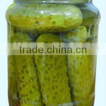 Pickled cucumber in glass jars