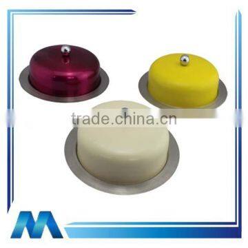 round shape stainless steel butter dish with color coating