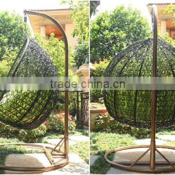 Water Drop Shape White Synthetic Rattan Outdoor Lover Seat Swing Chair photo-4