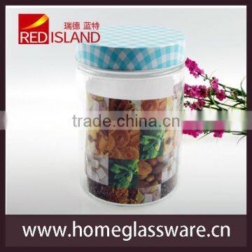 1300ml glass cookie jar with lid with colored papper