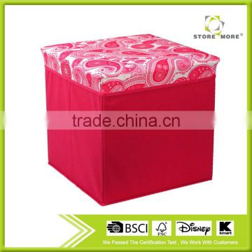 Fabric Folding Red Small Size Storage Ottoman