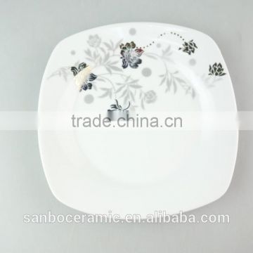 hotsale decorated white porcelain plate for restaurant in stock with cheap price