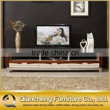 Fashion Wooden Led tv Stand Furniture With Showcase Marble Top photo-2