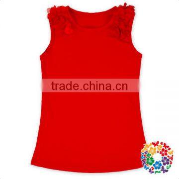 Wholesale Baby Girls Tank Top Plain Flower Clothes Red And Coral Singlet Clothes photo-5