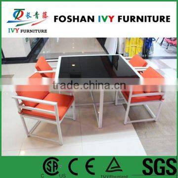 2016 new design orange dining set garden outdoor rattan table chairs