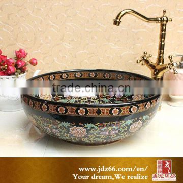 Small round ceramic enamel bathroom washing hand basin