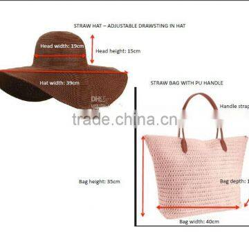 New Style Summer Women Paper Straw Shoulder Bag and Hat Set photo-2