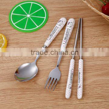 L00136 2017 New Design Cute Baby Tableware, Kids Stainless Steel Dinnerware, Children Tableware Set With Box photo-6