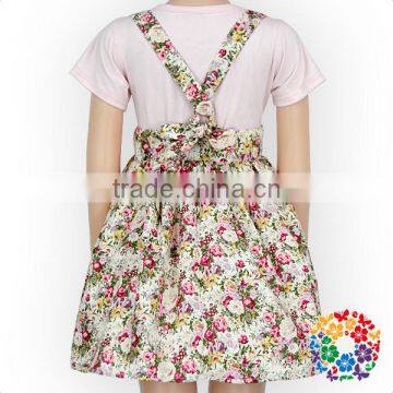 Latest Long Skirt Design 2017 Cotton Floral Suspender Skirt Boutique Baby Skirts Wholesale Price