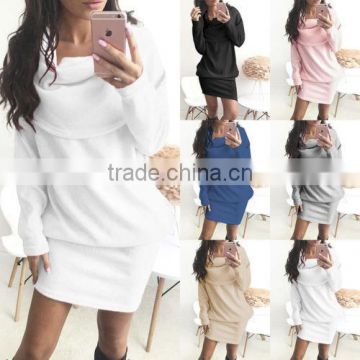 Women Casual Long Sleeve Dress Bodycon Evening Party Loose Sweater Mini Dress