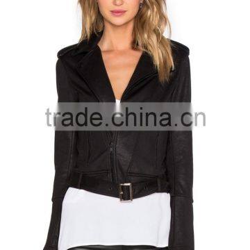 Latest Women Black Classic Fashion Moto Jacket Cheap Price photo-2