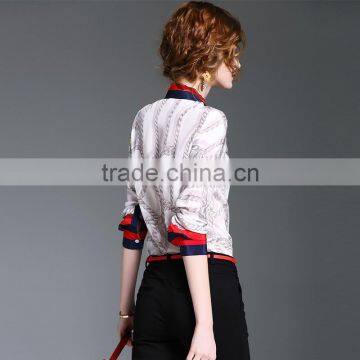 Maxnegio Lady Fashion Blouse Cutting Stitching Office Chiffon Print Designs photo-2