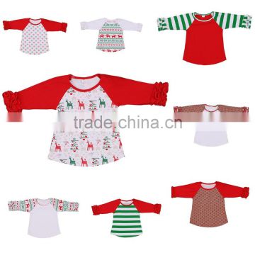 Wholesale children wear Icing Ruffle Raglan Shirt Baseball Shirt Long sleeve children's boutique clothing