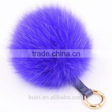 Fur Pom Pom Keychain 12cm Fox Fur Ball Key Chains Cute Round Ball Fluffy Keychain Real Fur Key Ring Charms for Bags photo-2