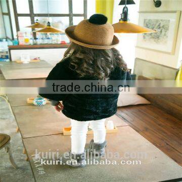 Girls Winter Coats Kids Faux Fur Jackets Children Outerwear Fashion Brand O-Neck Flower Decoration Clothing New 2016