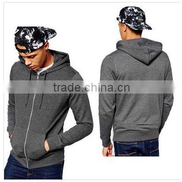 65% cotton 35% polyester custom heather grey plain zip hoodies men