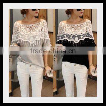 Hot Sell Fashion Korea Style Lace Design Women Summer Blank Latest Printing T-shirt Girl photo-2