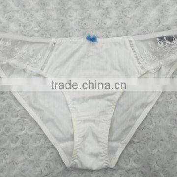New Design Sexy Ladies Transparent White Embroidered Bra and Panty Set photo-3