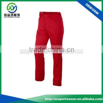 Red color men's 100% polyester woven fabric golf pants