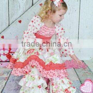 Smocked children clothing wholesale kids plain ruffle clothes set little girls outfits for fall